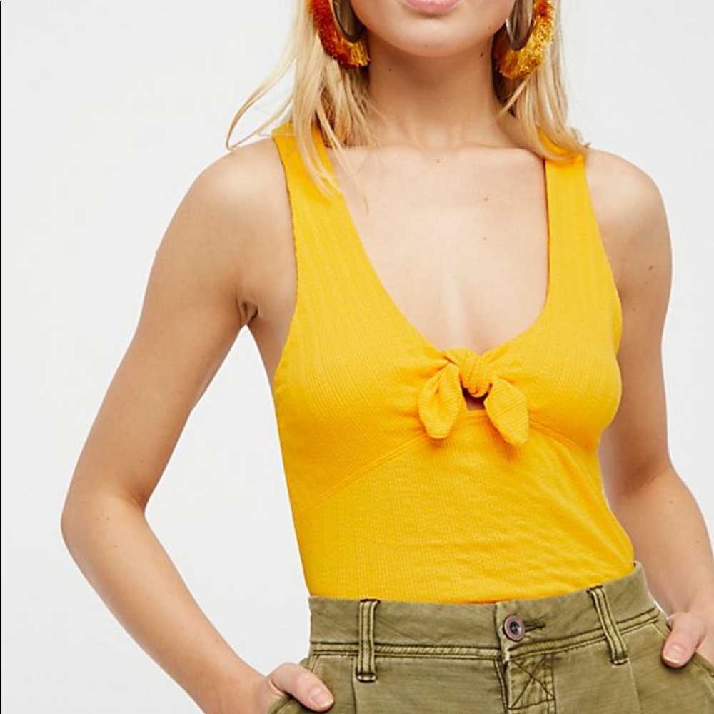 Free people don’t think twice yellow tank SM NWT